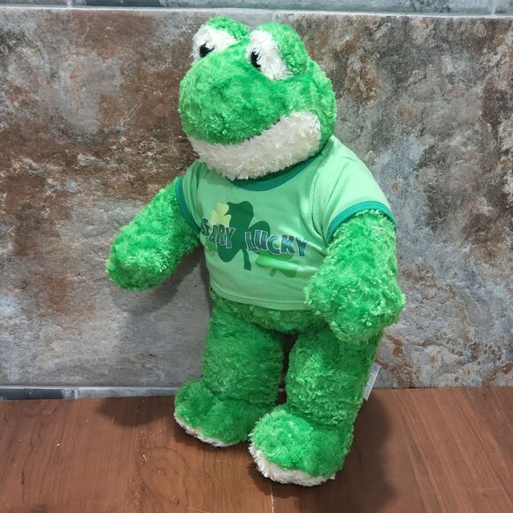 Build A Bear Workshop Green Frog Plush Beary Lucky Outfit Stuffed Animal - Picture 12 of 12